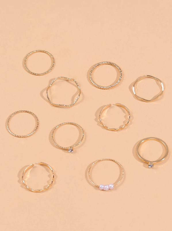 Conjunto 10 Anéis Strass
