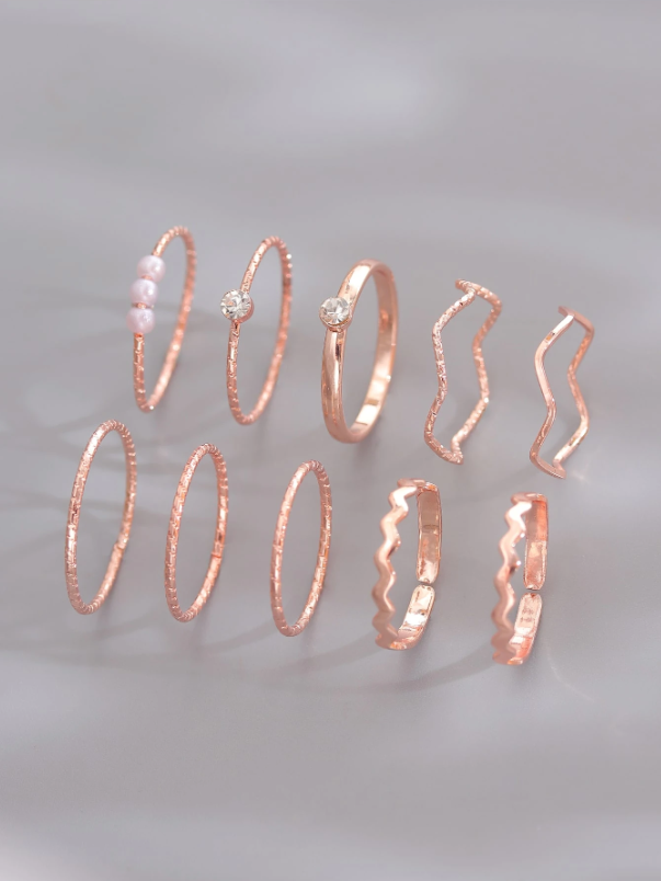 Conjunto 10 Anéis Strass