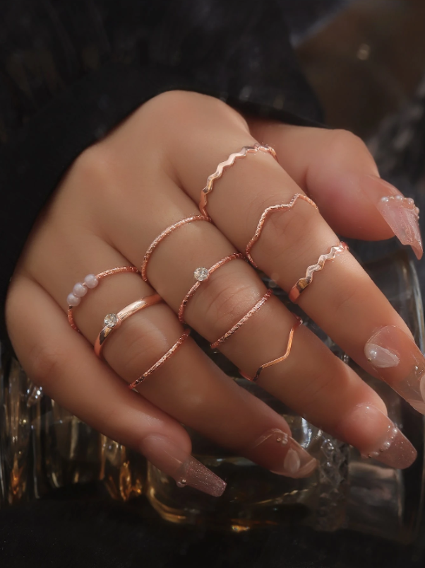 Conjunto 10 Anéis Strass
