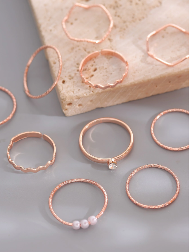 Conjunto 10 Anéis Strass