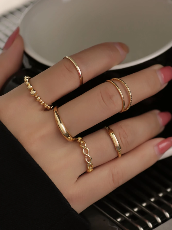 Conjunto 6 Anéis de Luxo Simples