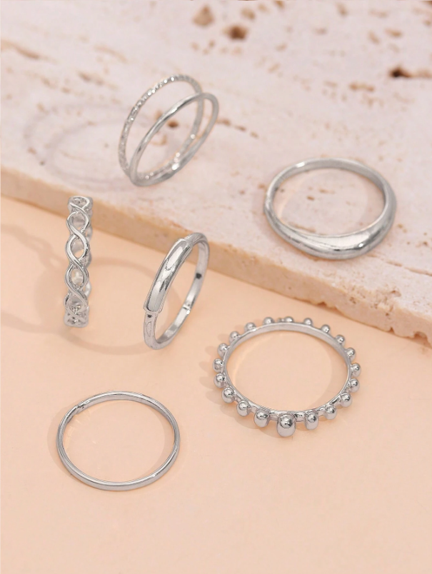 Conjunto 6 Anéis de Luxo Simples
