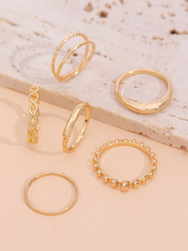 Conjunto 6 Anéis de Luxo Simples