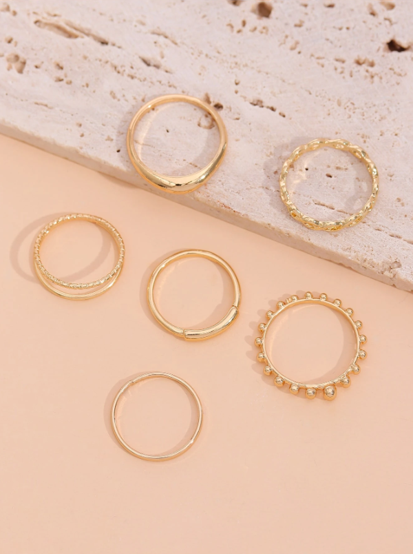 Conjunto 6 Anéis de Luxo Simples
