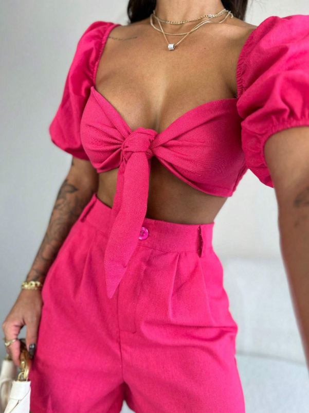 Conjunto Top e Short em Linho