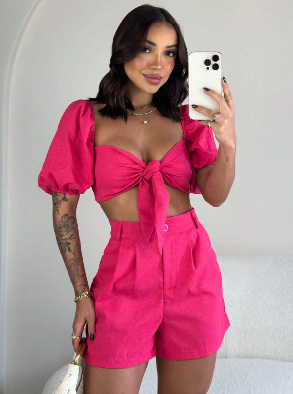 Conjunto Top e Short em Linho