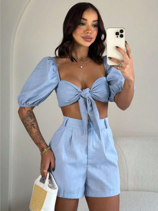 Conjunto Top e Short em Linho