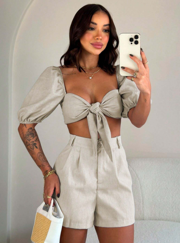 Conjunto Top e Short em Linho