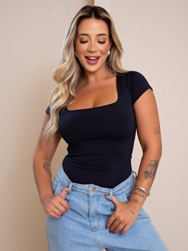 Blusa Baby Look Manga Curta