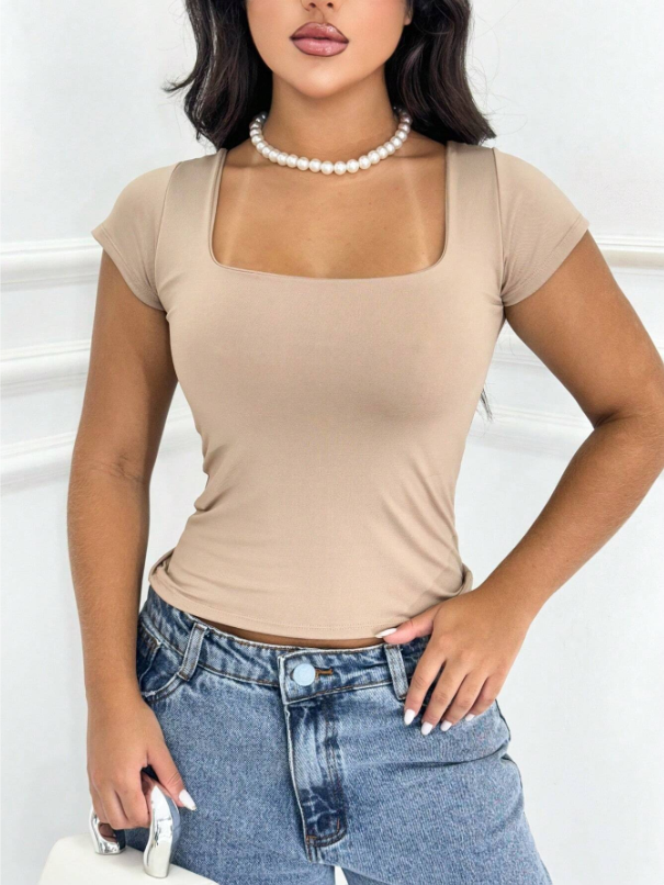 Blusa Baby Look Manga Curta