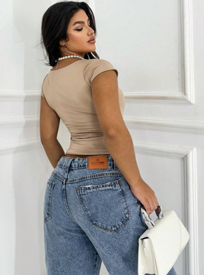Blusa Baby Look Manga Curta