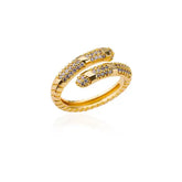 Luxury Zircon Snake Ring for Women Stainless Steel Gold Color Open Finger Rings New In Fashion Wedding Jewelry Accessories Gifts - Montzel Collection 