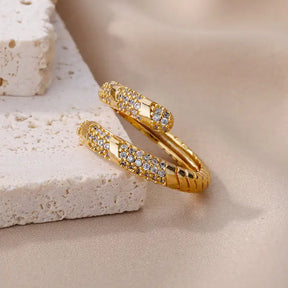 Luxury Zircon Snake Ring for Women Stainless Steel Gold Color Open Finger Rings New In Fashion Wedding Jewelry Accessories Gifts - Montzel Collection 