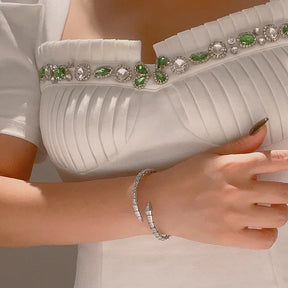 ZAKOL Luxury Shiny AAA Cubic Zirconia Snake Bone Bangles Female Sliver Color Wedding Party Cuff Bracelet for Women - Montzel Collection 