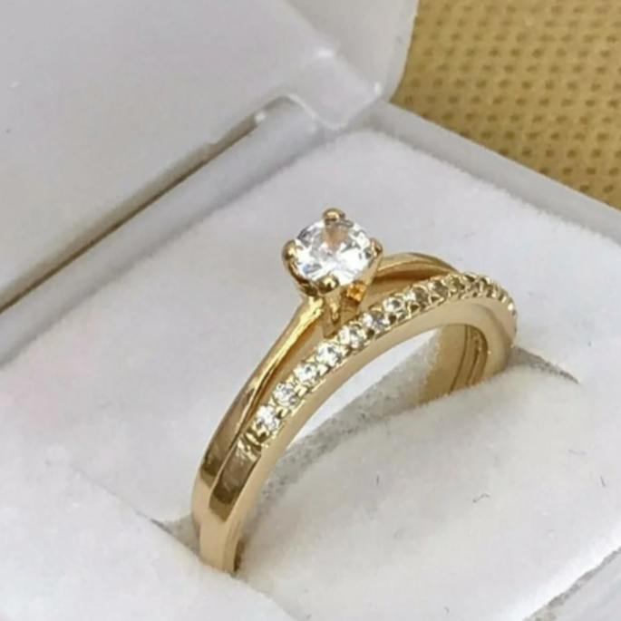 Conjunto Solitário Dourado + Aparador 2mm