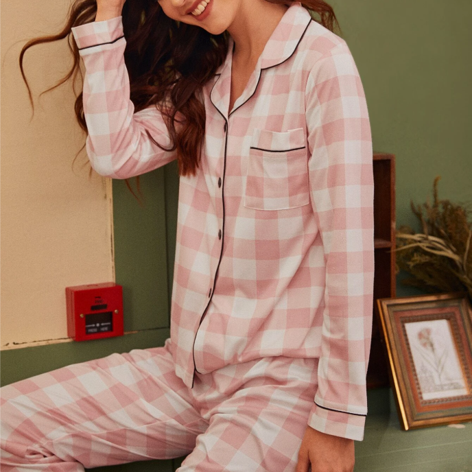Pijama Xadrez Rosé