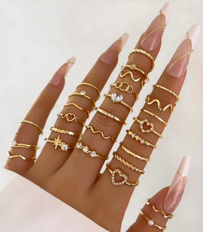 28 Peças/Conjunto Fashionable Conjunto De Anéis - Montzel Collection 