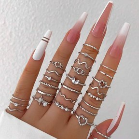 28 Peças/Conjunto Fashionable Conjunto De Anéis - Montzel Collection 