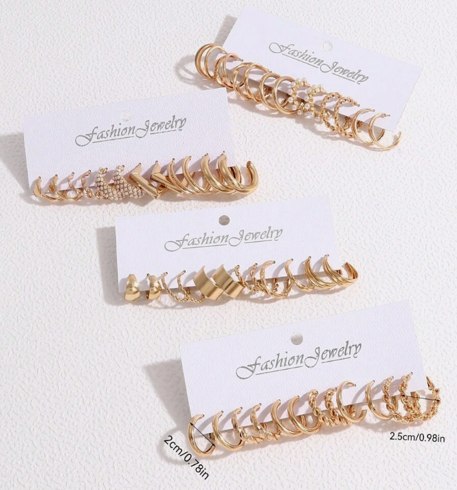 Conjunto Com 24 Pares De Brincos Fashionable - Montzel Collection 