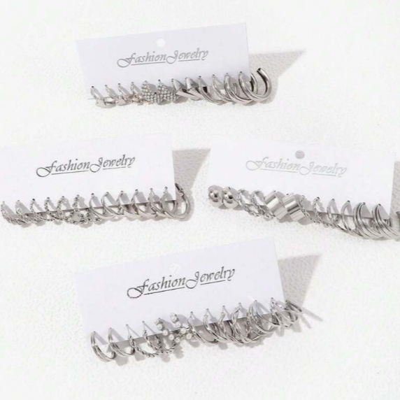 Conjunto Com 24 Pares De Brincos Fashionable - Montzel Collection 