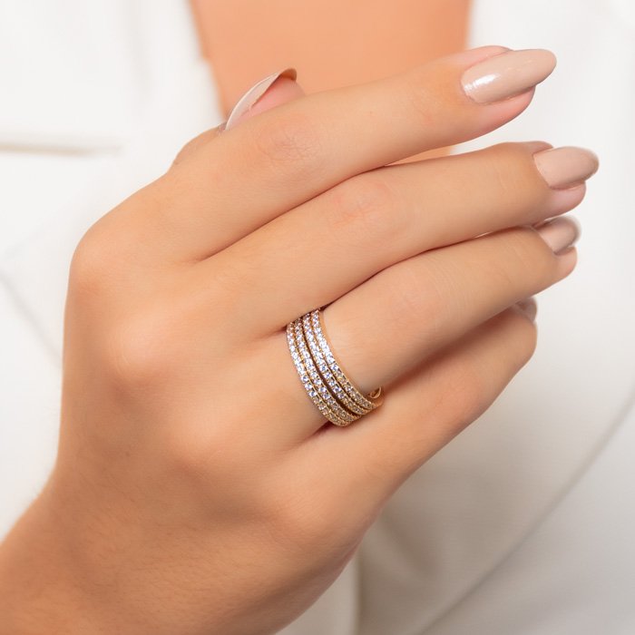 QUATRO ANEIS ESTILO MEIA ALIANÇA (019104) - Montzel Collection 