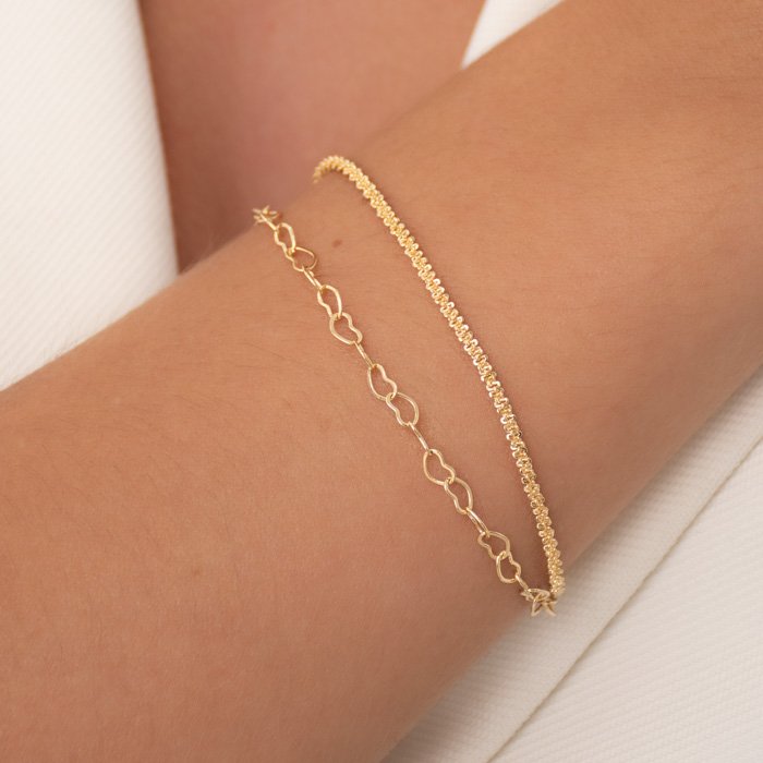 PULSEIRA DUPLA, CORRENTE CORAÇÃO E DIAMANTADA (019284) - Montzel Collection 