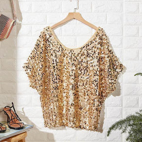 Blusa Feminina Manga Curta Paetê - Montzel Collection 